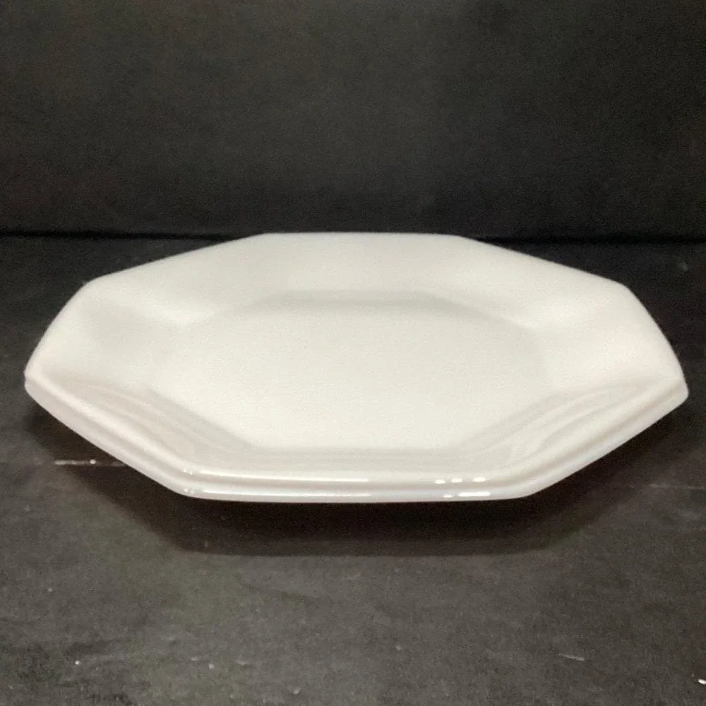 Arcopal France Novoctime White Milk Glass Dinner Plates, Set of 2 Vintage Dishes